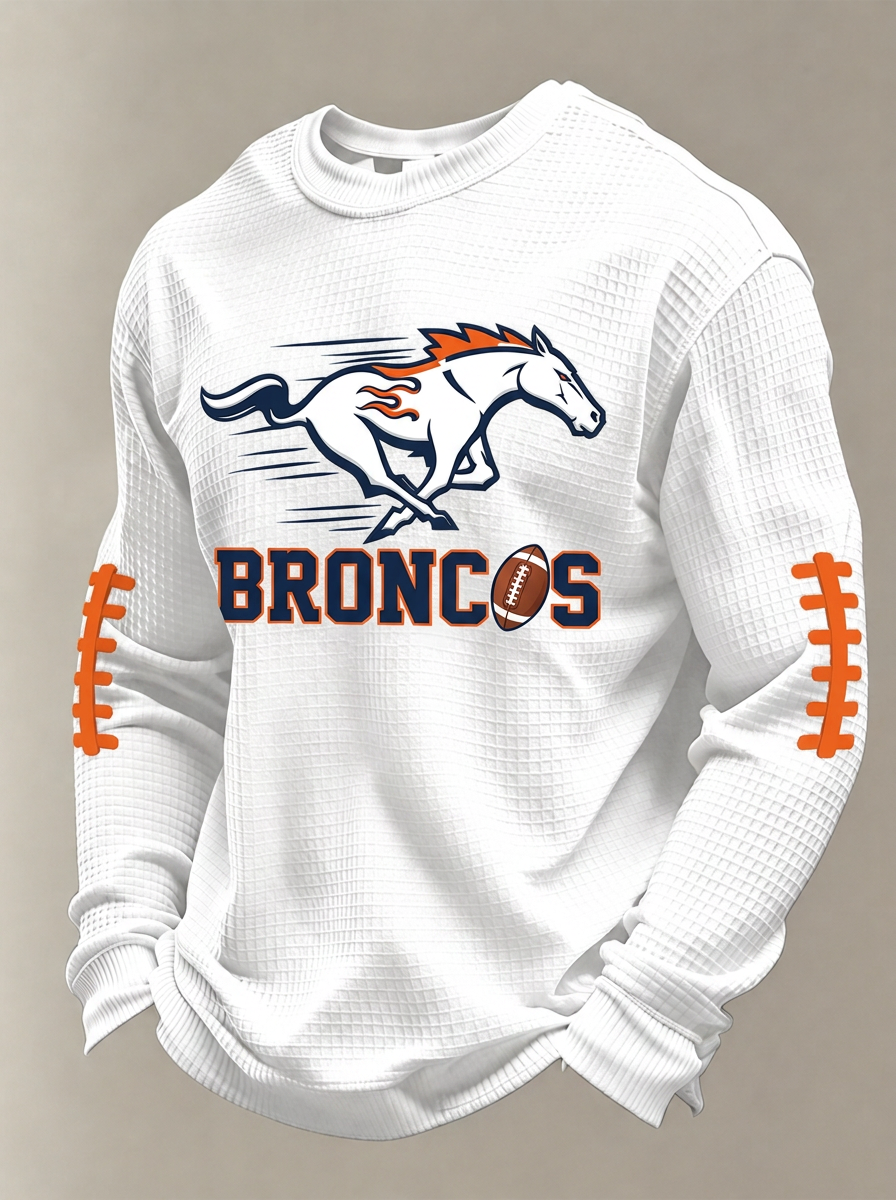 Men's Denver Broncos Football Running Horse Printed T-shirt
