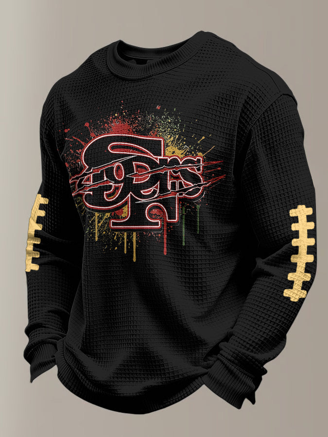Men'S Football Fans Printed Waffle T-Shirt