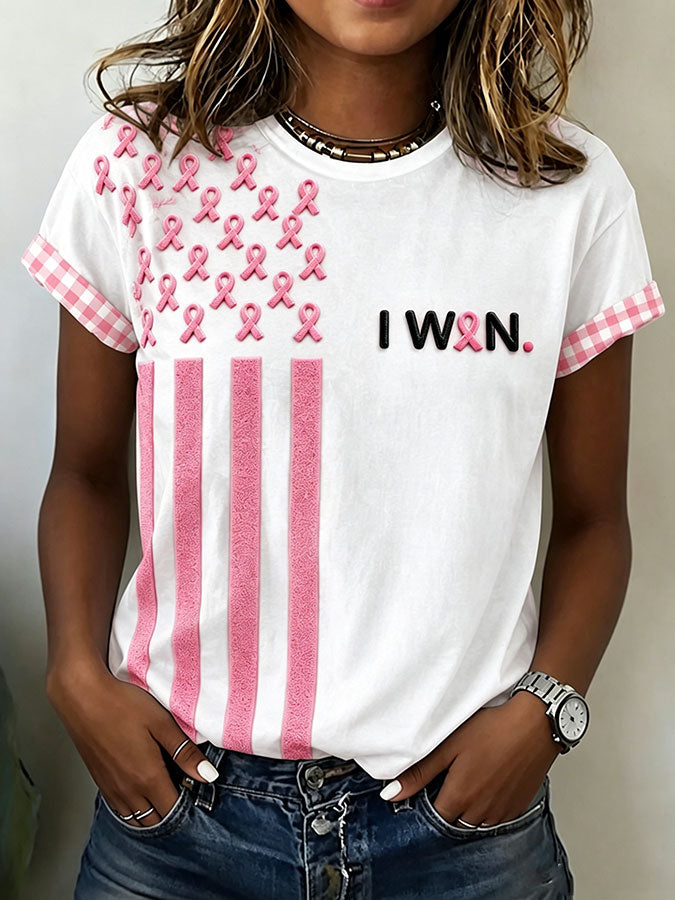 Women'S Breast Cancer Awareness Printed Casual T-Shirt