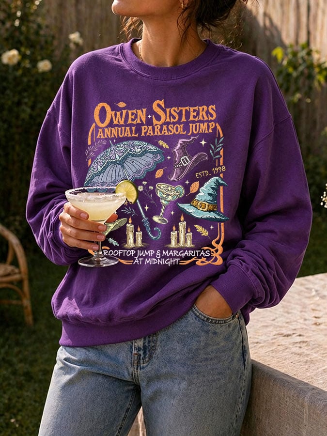 Women's Owens Sisters Annual Parasol Jump Print Casual Sweatshirt