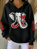 Women'S Rugby Printed Hooded Sweatshirt