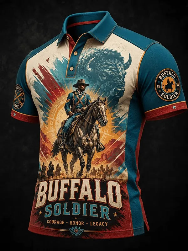 Men's Juneteenth Buffalo Soldier Cycling Art Print Top