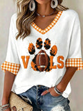 Women'S Football Print Waffle Top
