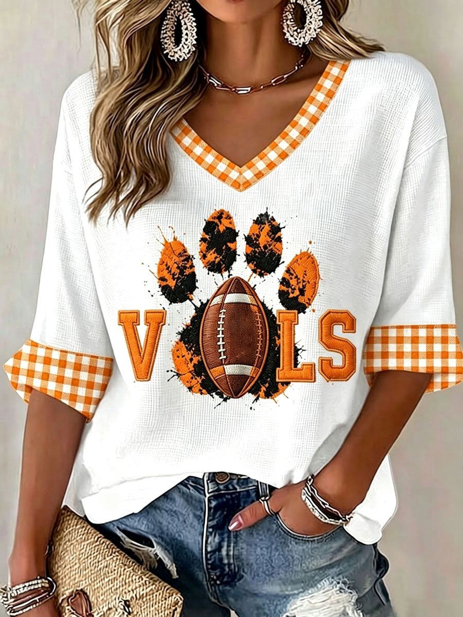 Women'S Football Print Waffle Top