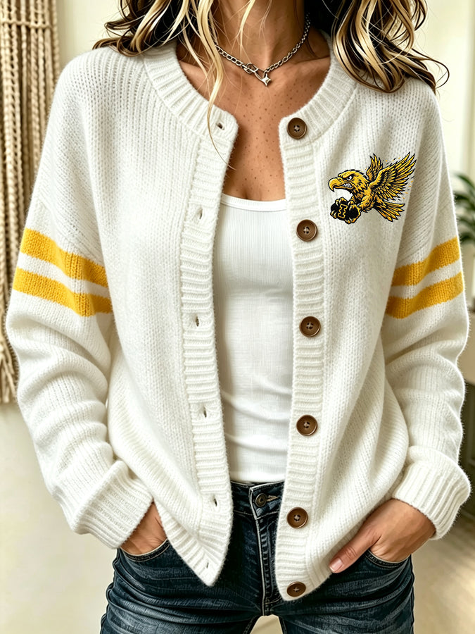 Women's Football Sports Casual Knitted Cardigan