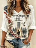 Women's Never Forget September 11 Print T-Shirt