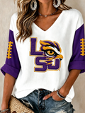 Women'S Football Print Waffle  Top
