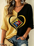 Women'S Football Print Waffle Top