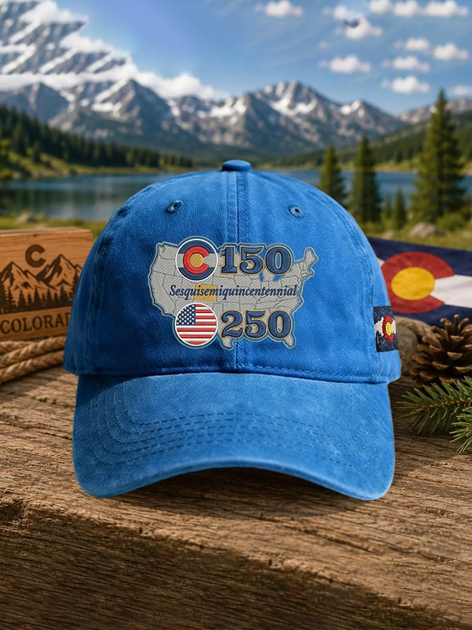 Retro Sesqui Semiquincentennial Colorado 150 Years Usa 250 Print Baseball Cap