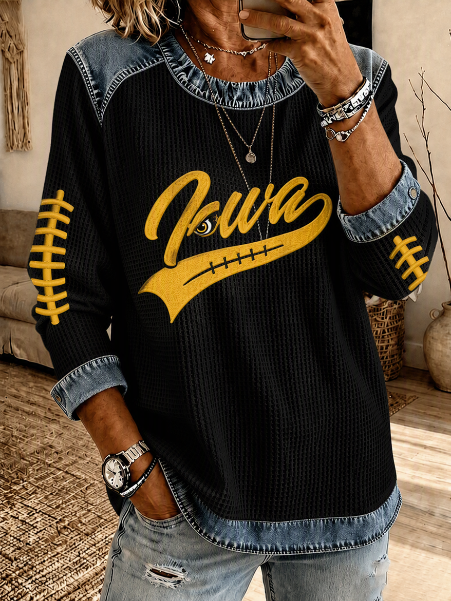 Women'S Football Printed Casual Long Sleeve Top