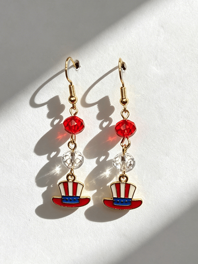 U.S. 250th Anniversary Retro Red, White, And Blue Cross Earrings