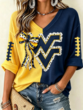 Women'S Football Print Waffle Top