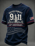 Men's "Never Forget 9/11" Design Comfortable Crew Neck Retro T-Shirt