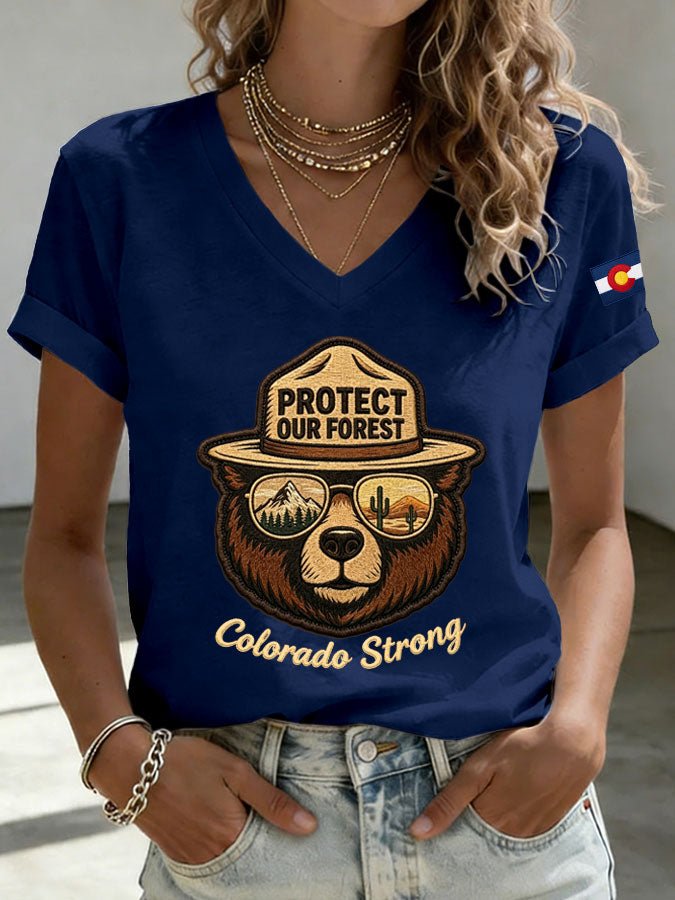 Women'S Colorado Strong Printed V-Neck T-Shirt