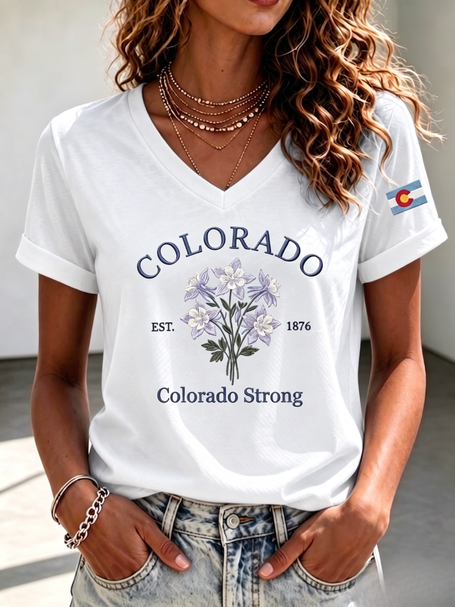 Women'S Colorado Strong: Rising From The Ashesn Printed T-Shirt  V-Neck T-Shirt