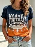 Women's Football Fan Printed Round Neck T-Shirt