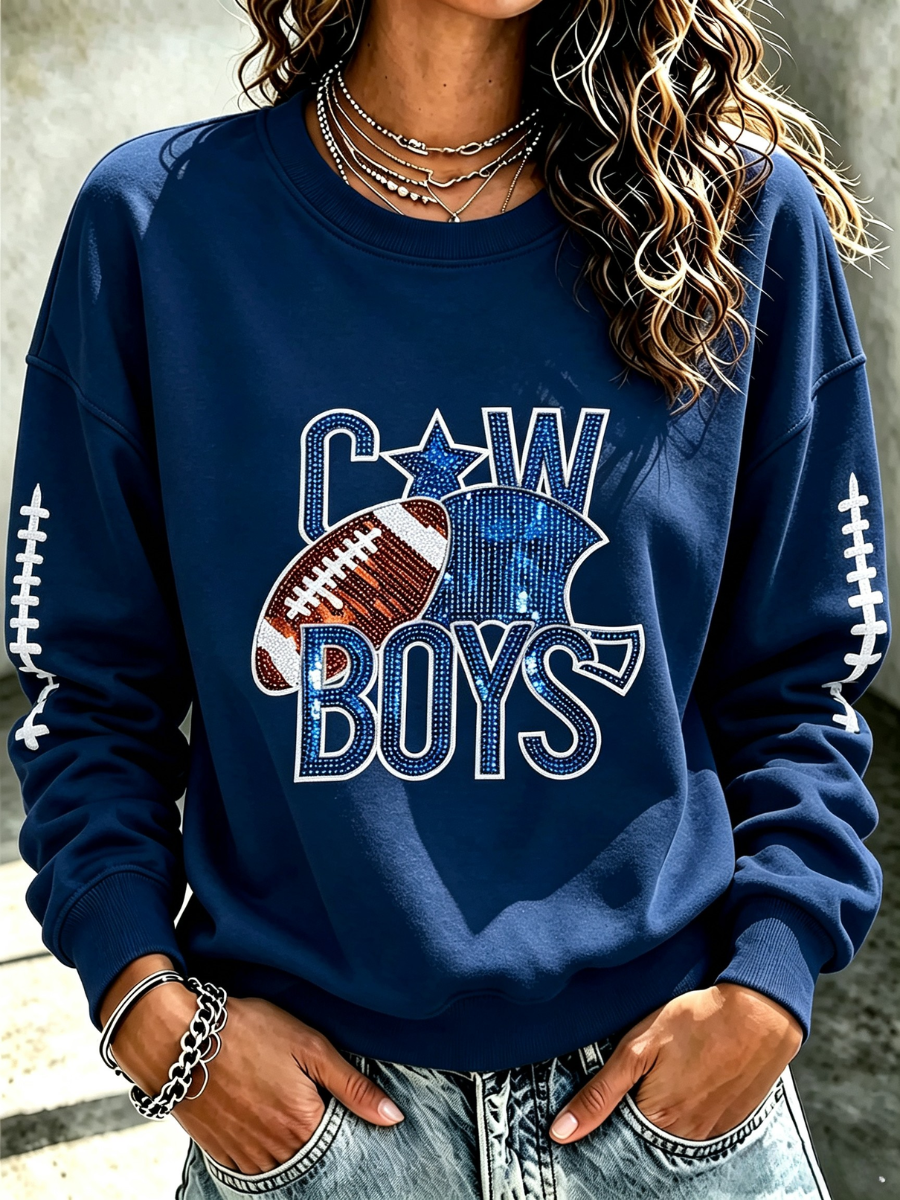 Women's Football Printed Casual Sweatshirt
