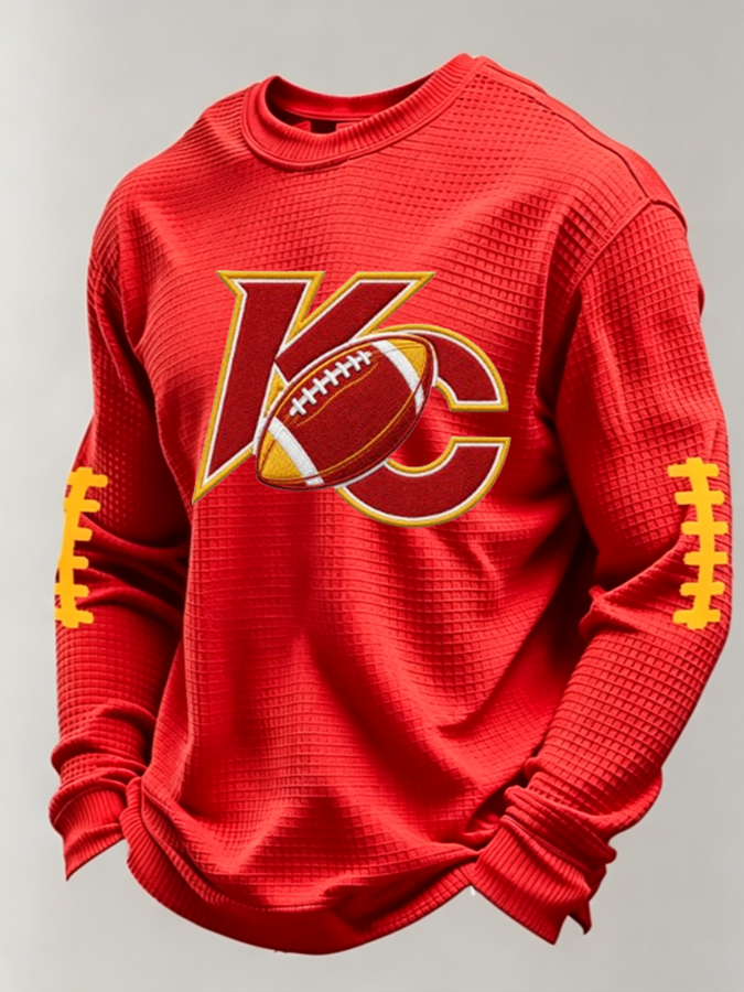 Men'S Football Printed Waffle T-Shirt