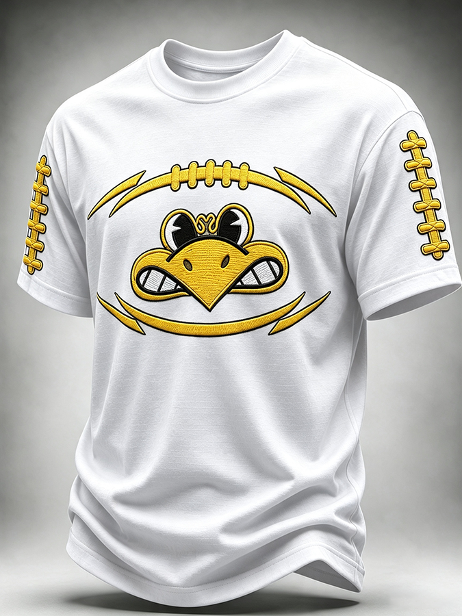 Men'S Rugby Printed Round Neck T-Shirt