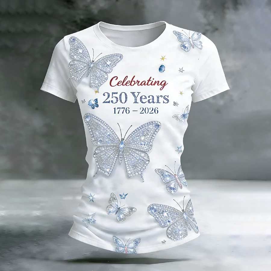 Women'S Casual American 250th Anniversary Printed Short-Sleeve T-Shirt