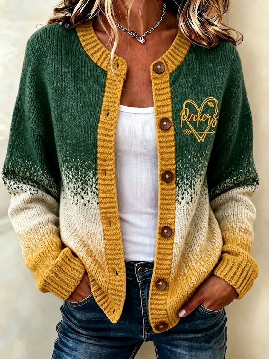 Women's Football Fans Printed Knitted Cardigan Top