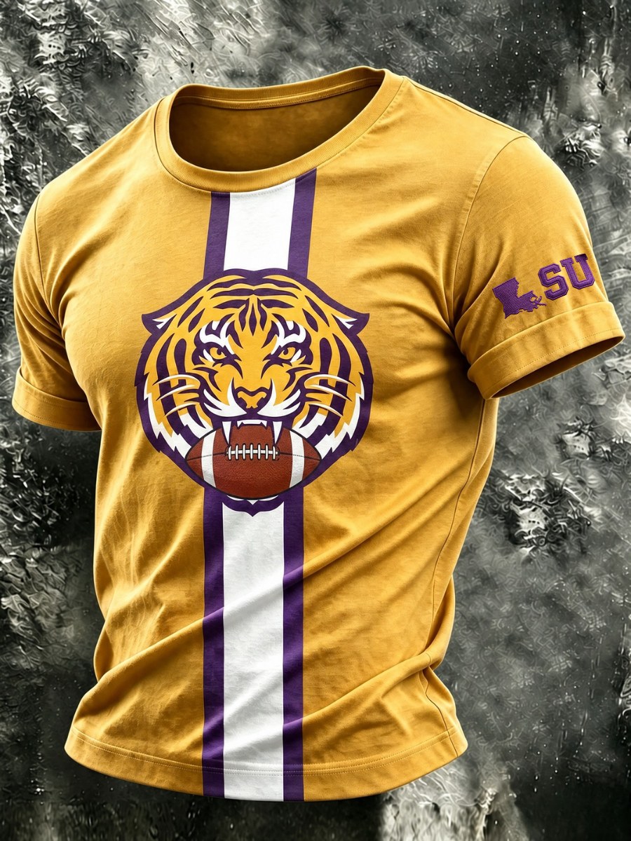 Men's Football Printed Round Neck T-Shirt