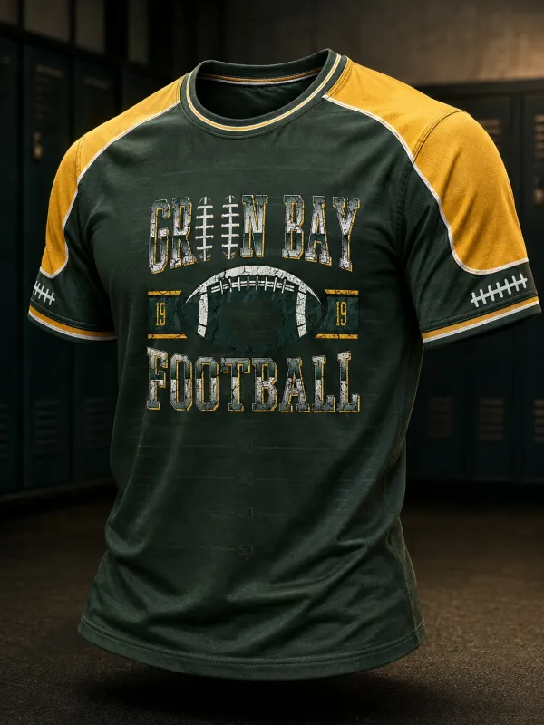 Men'S Rugby Printed Round Neck T-Shirt