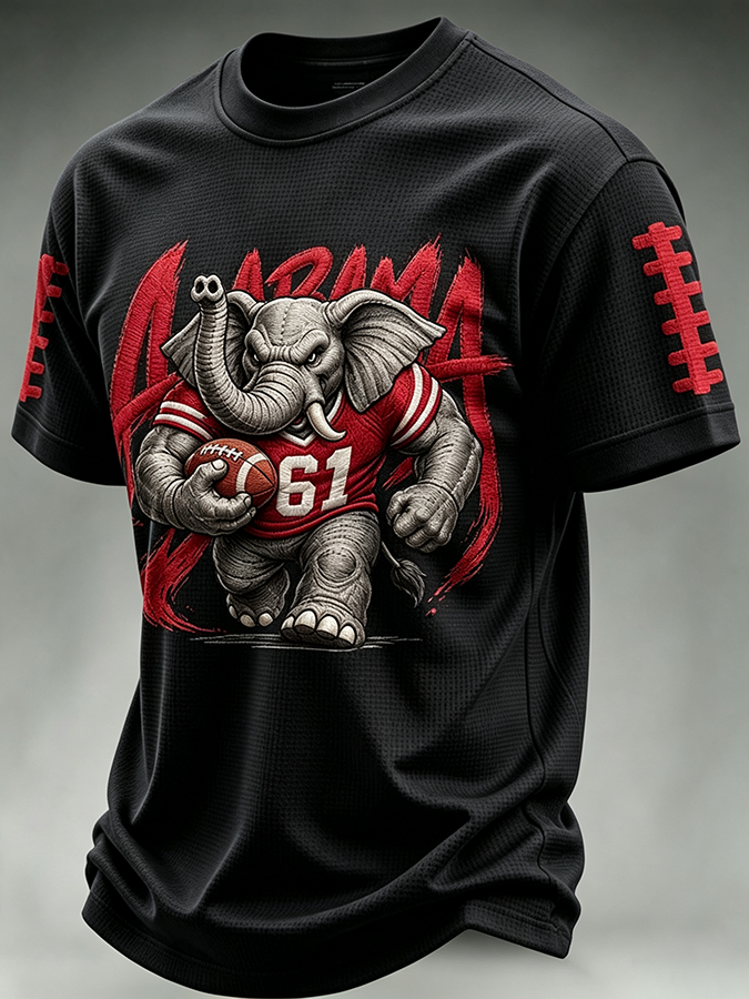 Men'S  Football  Printed  Waffle T-Shirt