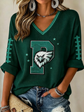Women'S Football Print Waffle Top