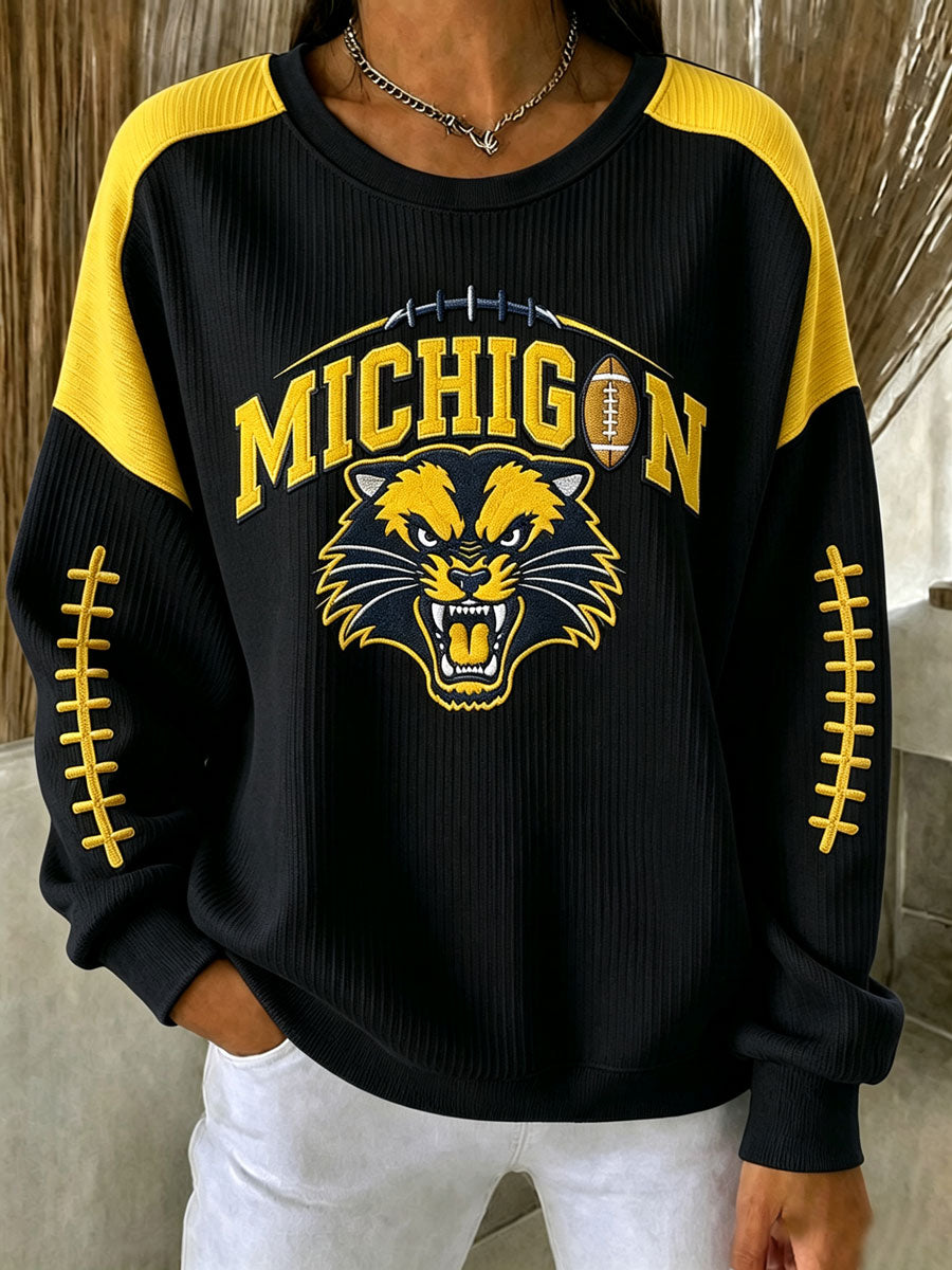 Women'S Football Print Casual Sweatshirt