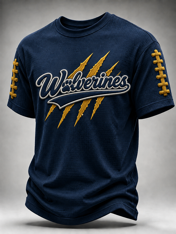 Men's Rugby Waffle Round Neck T-Shirt