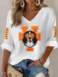 Women'S Football Print Waffle Top