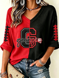 Women'S Football Print Waffle  Top