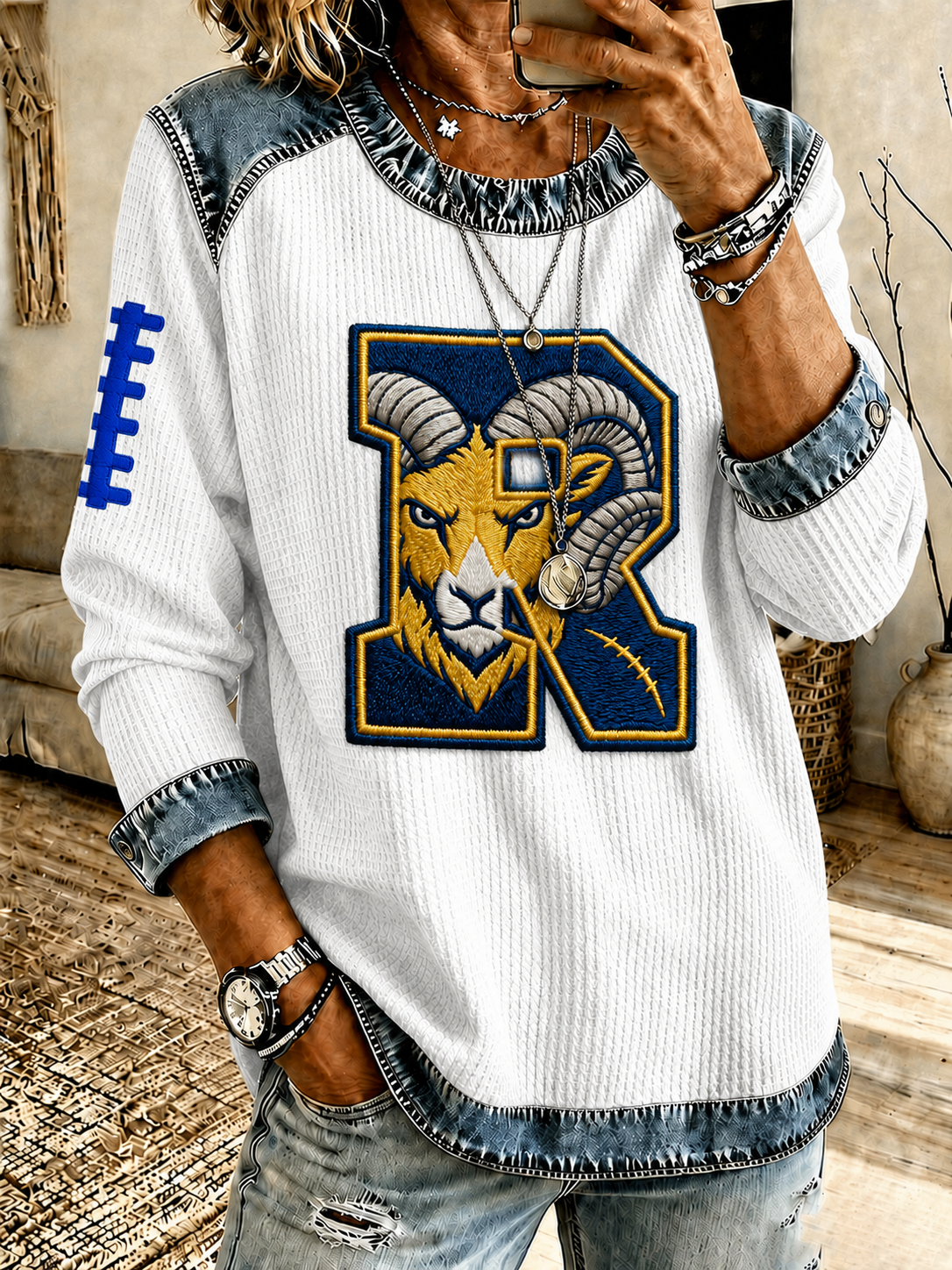 Women'S Rugby Print Long-Sleeved Sweatshirt