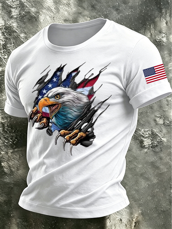 Men'S America Flag Printed Casual T-Shirt