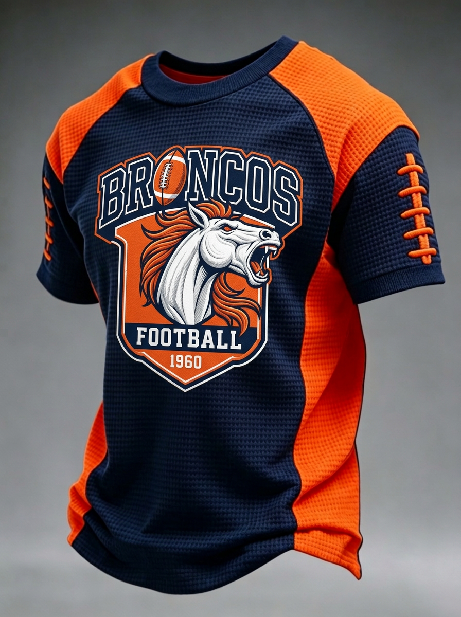 Men's Denver Broncos Football Horse Logo Printed T-shirt