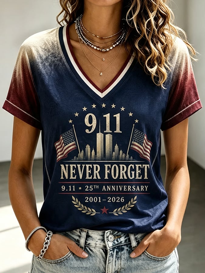 Women's 9.11 Never Forget Printed Casual Tops