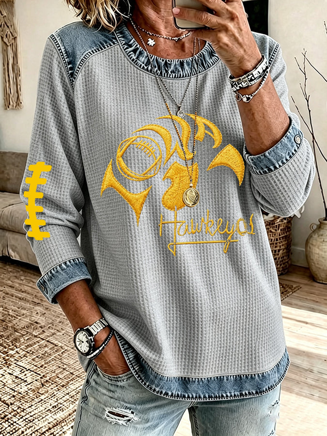 Women'S Football Printed Casual Long Sleeve Top