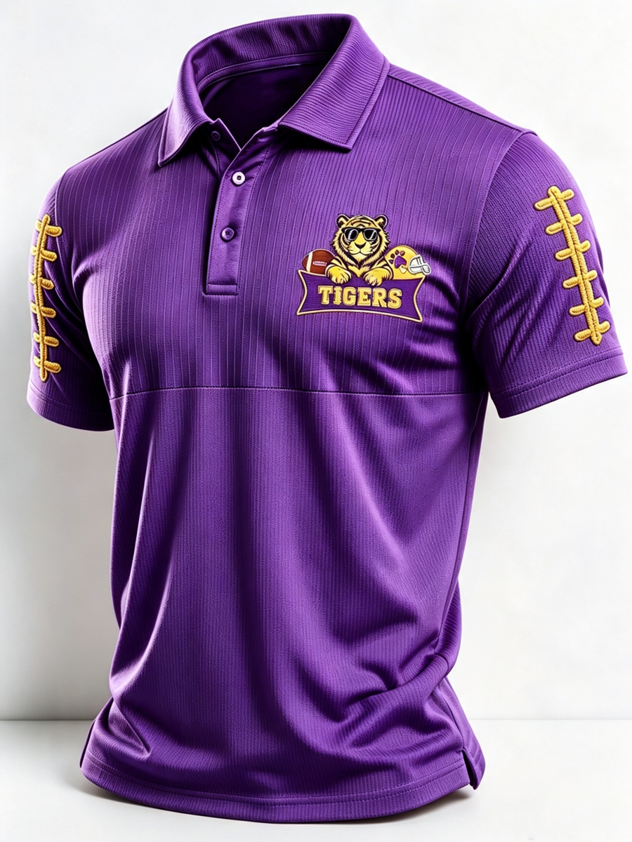 Men's Retro Rugby Collar Polo T-Shirt