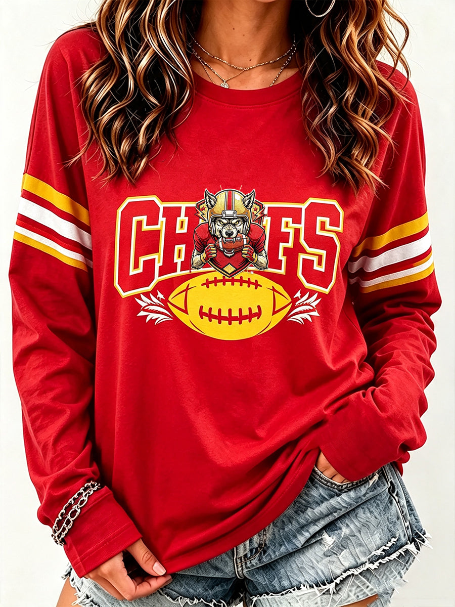 Women'S Football Printed Long Sleeved Shirt