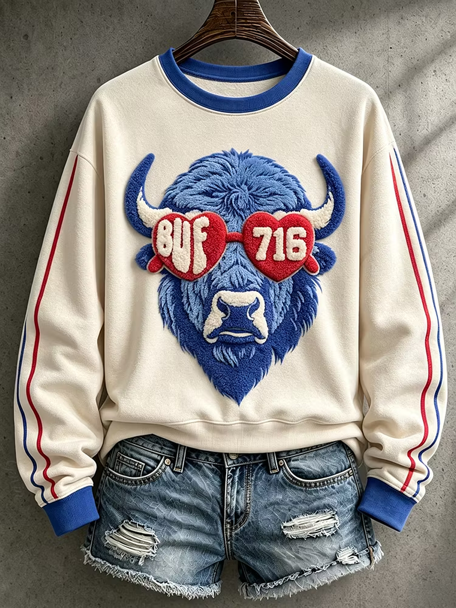 Women'S Football Lover Bulls BUF Art Printed Sweatshirt
