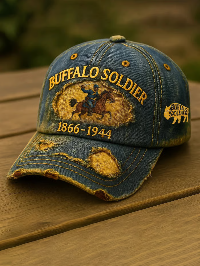 Black African American Buffalo Soldiers printed baseball cap