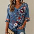 Women's American Retro Floral Print Casual Top