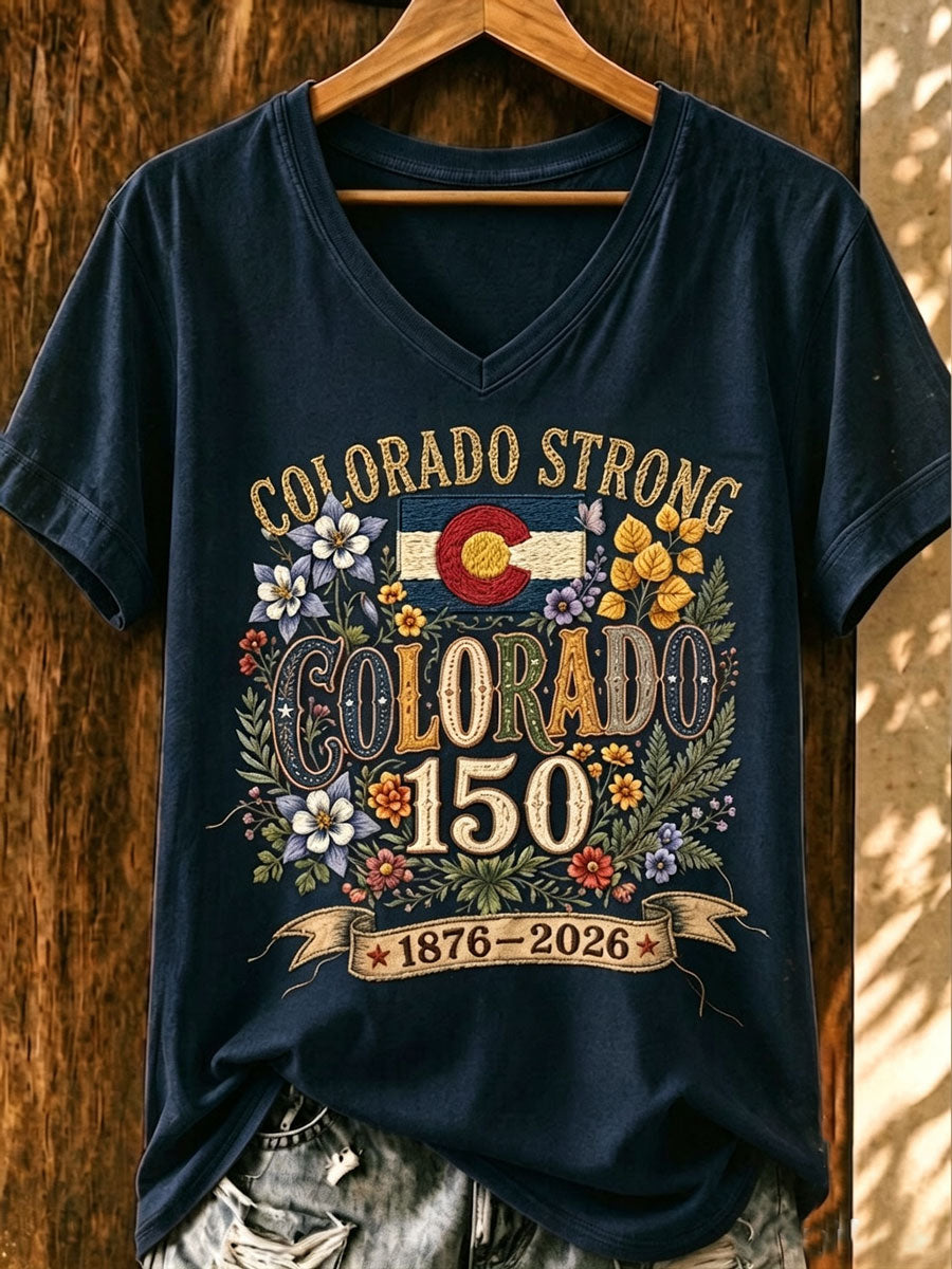 Women'S Colorado Strong Vintage Colorado Flag Mountain Forest T-Shirt