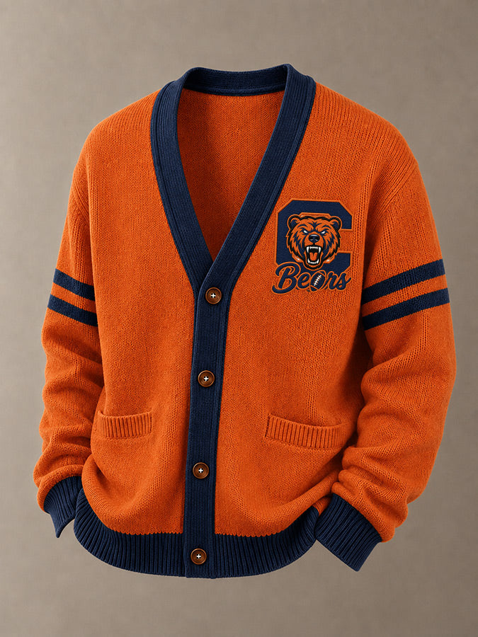 Men'S Casual Rugby Printed Cardigan