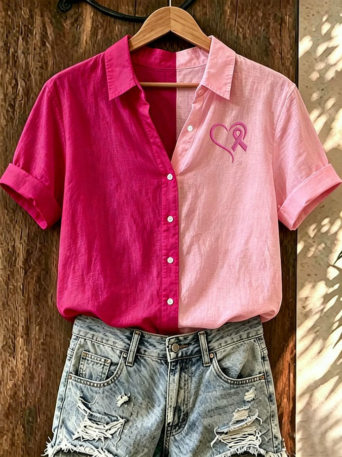 Women'S Casual Pink Art Shirt