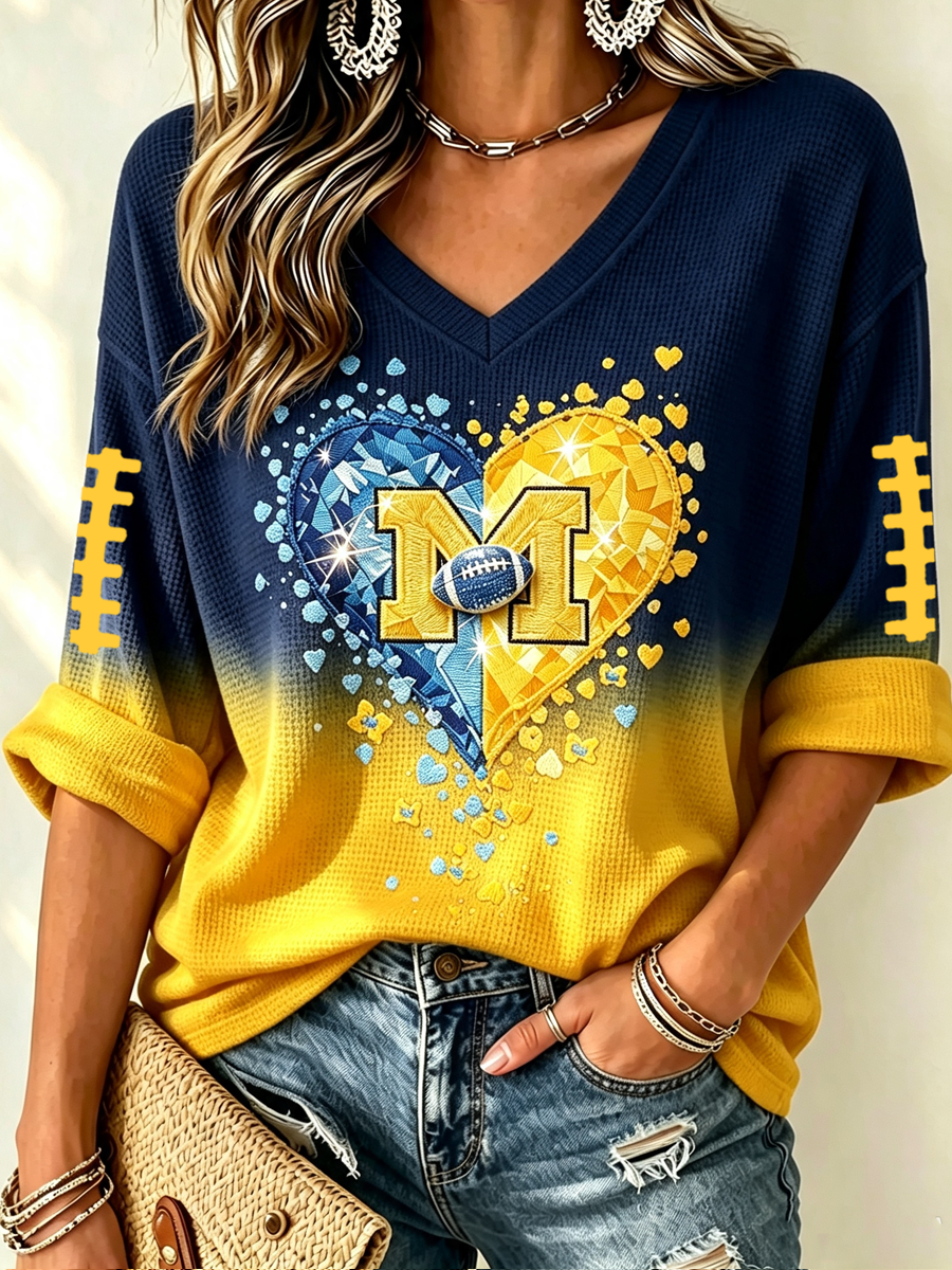 Women's Rugby Print Waffle T-Shirt