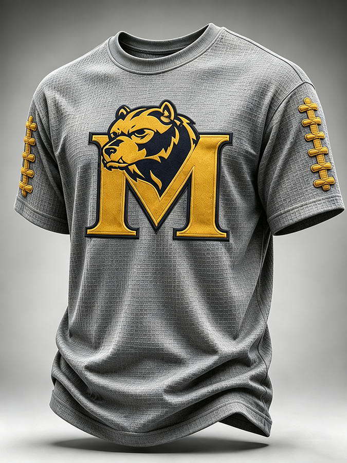 Men's Rugby Waffle Round Neck T-Shirt