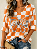 Women's Football Commemorative Print Waffle Top