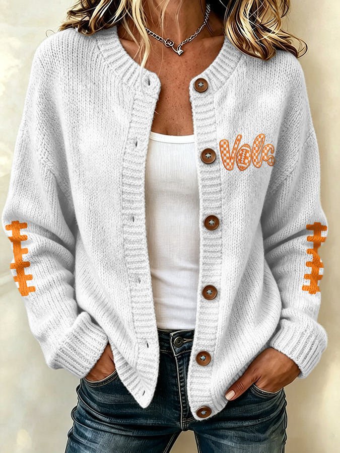 Women's Football Sports Casual Knitted Cardigan